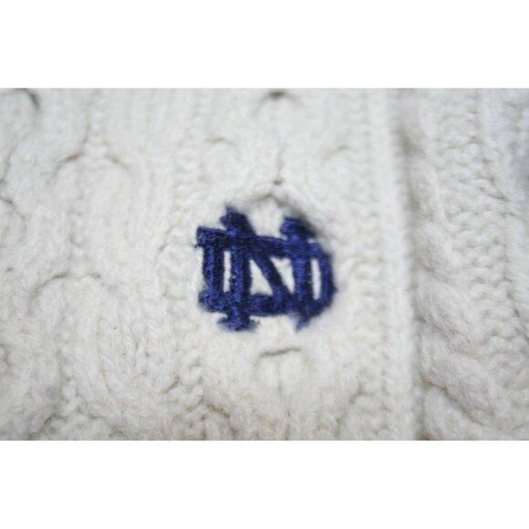 Carraigdonn Ireland Aran Cable Knit Wool Cardigan Womens Small Notre Dame Logo - Picture 5 of 9